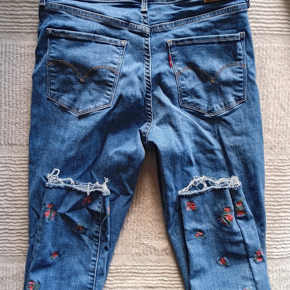 LEVIS  EMBROIDERED SKINNY STRETCH JEANS WOMENS 29 - Picture 4 of 5